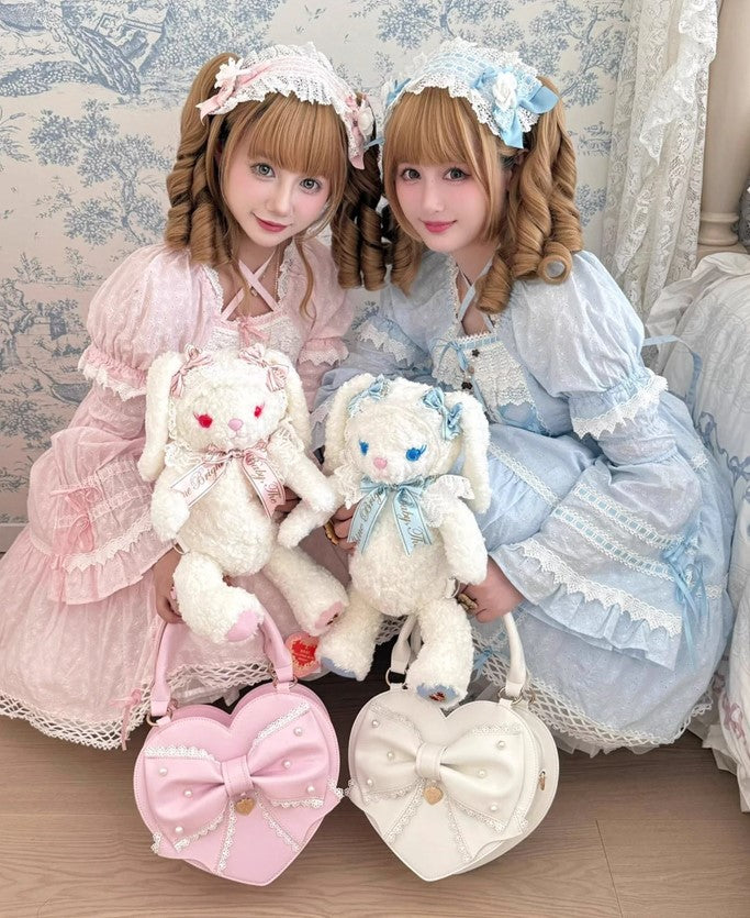 【受注予約~9/8】リボンハート ハンドバッグ【Sheep Puff】