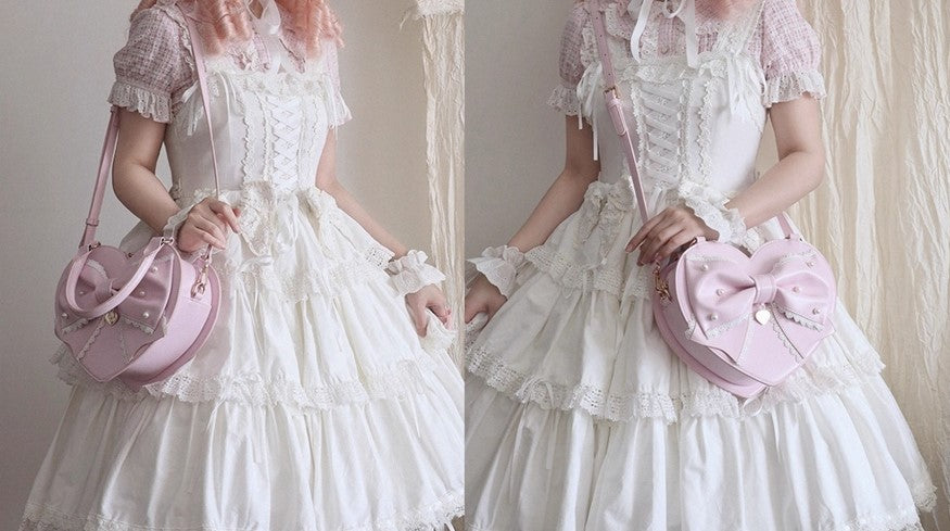 【受注予約~9/8】リボンハート ハンドバッグ【Sheep Puff】