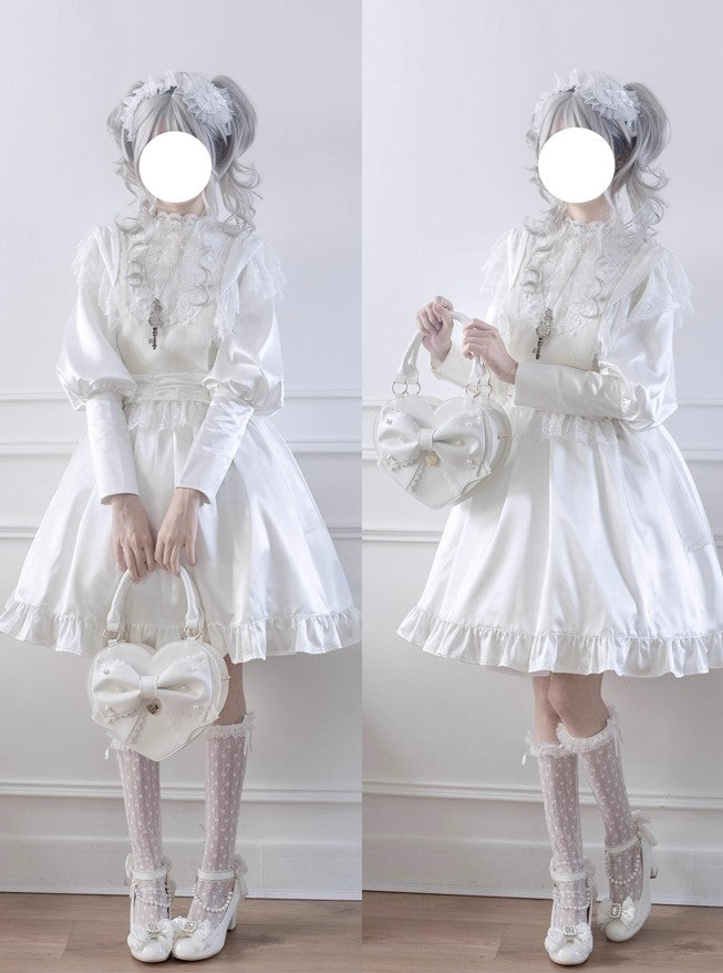 【受注予約~9/8】リボンハート ハンドバッグ【Sheep Puff】