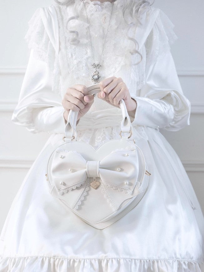 【受注予約~9/8】リボンハート ハンドバッグ【Sheep Puff】