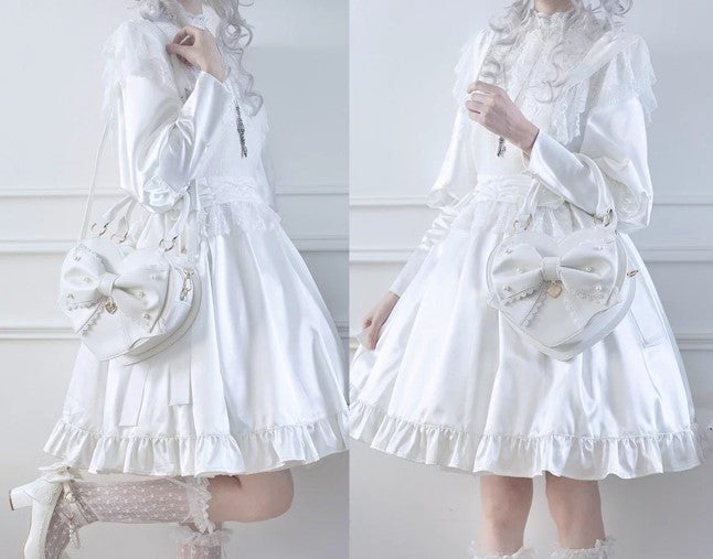 【受注予約~9/8】リボンハート ハンドバッグ【Sheep Puff】