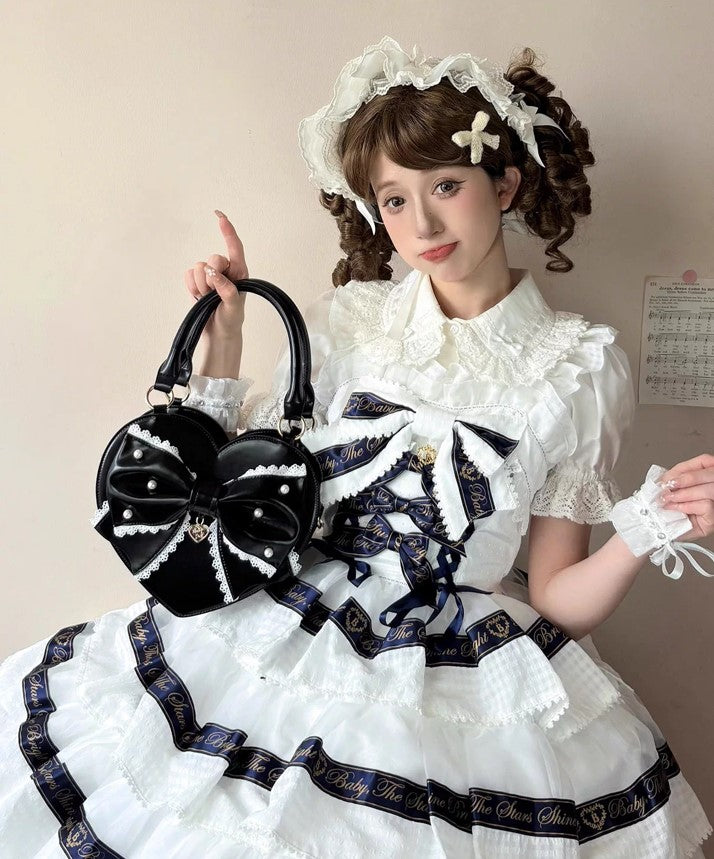 【受注予約~9/8】リボンハート ハンドバッグ【Sheep Puff】