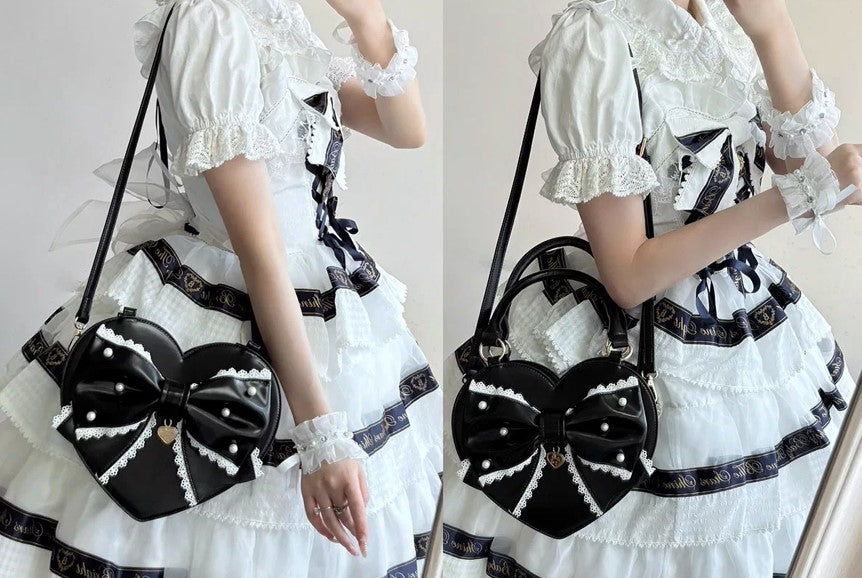 【受注予約~9/8】リボンハート ハンドバッグ【Sheep Puff】