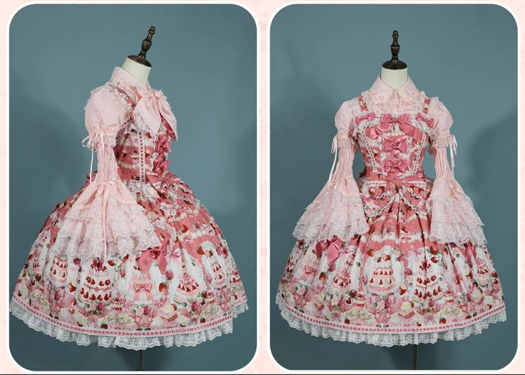 【受注予約~10/15】Strawberry Cake Bouquet 2.0 ジャンパースカート【AntiqueDoll】