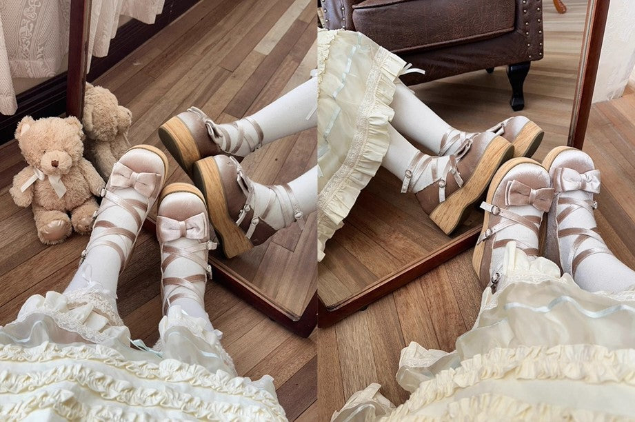 【受注予約~11/3】Muffin Tower 木底ストラップシューズ(ベルベットver.)【MODO】