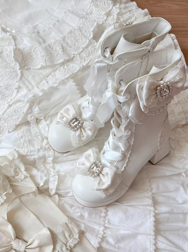 Love Lace ショートブーツ【Sheep Puff】