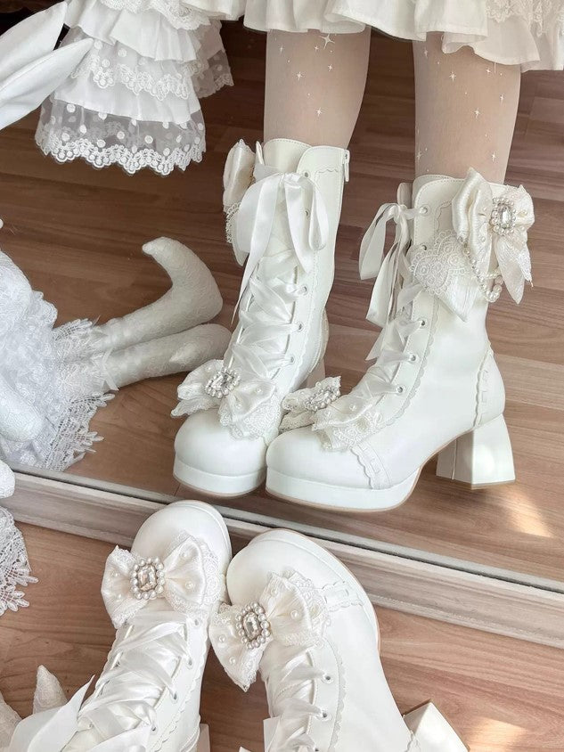 Love Lace ショートブーツ【Sheep Puff】
