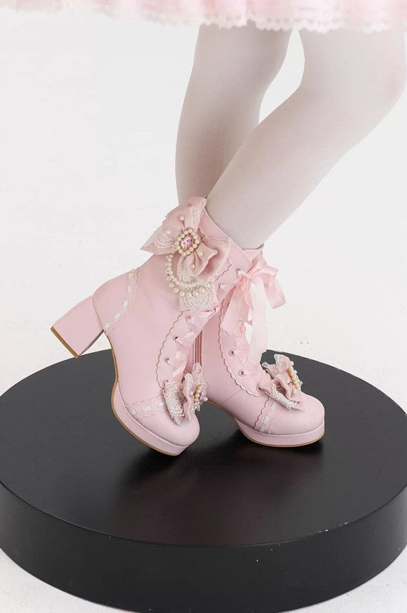 Love Lace ショートブーツ【Sheep Puff】