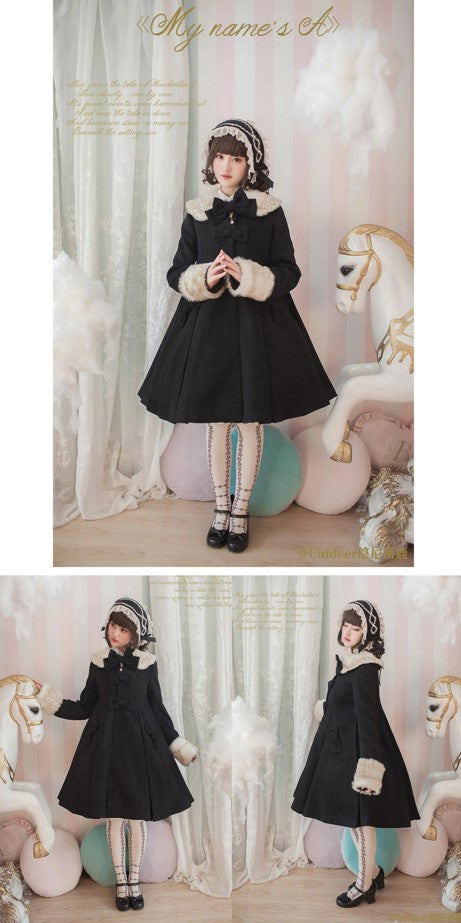 Aラインファーつきコート(裏地ダウンver.)【Unideer】