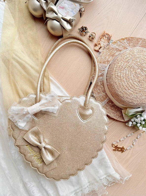 【受注予約~12/18】スカラップハートバッグ(グリッターver.)【Sheep Puff】