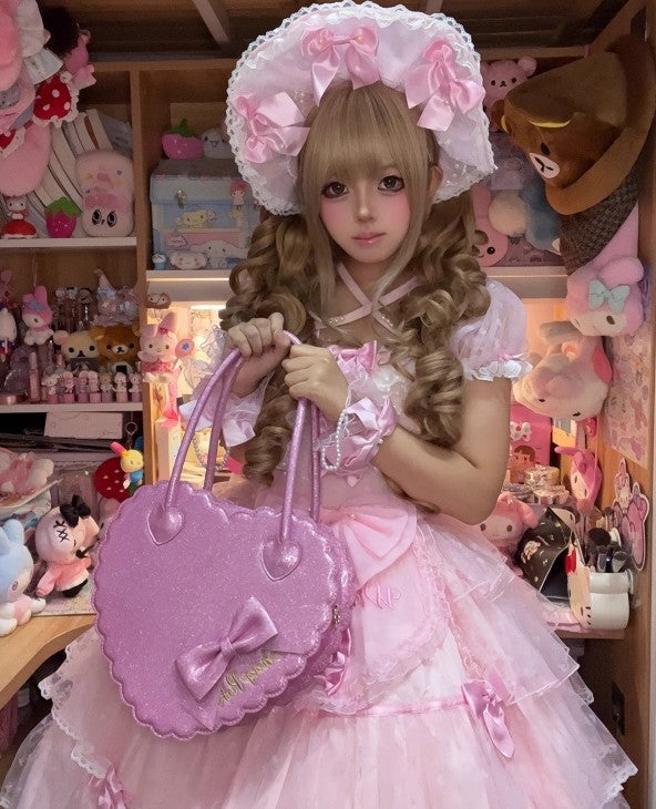 【受注予約~12/18】スカラップハートバッグ(グリッターver.)【Sheep Puff】