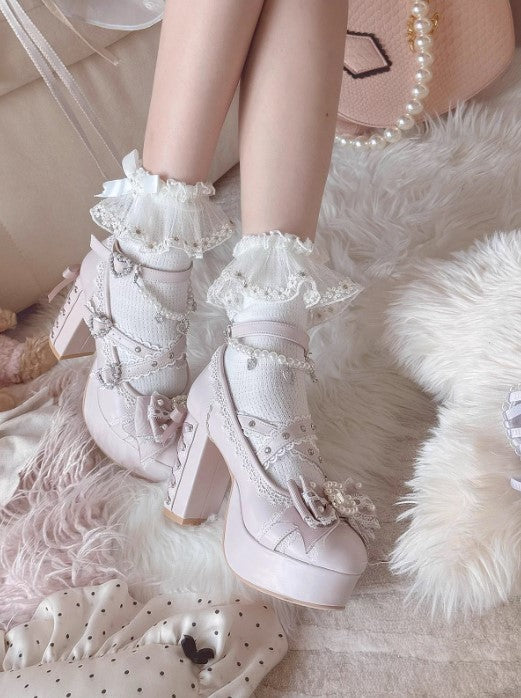 【受注予約~12/17】Jewel Bud クロスストラップシューズ【Sheep Puff】