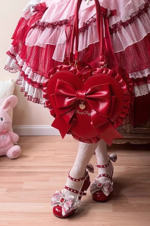 【受注予約~2/3】Lovely Ribbon ハートバッグ【Sheep Puff】