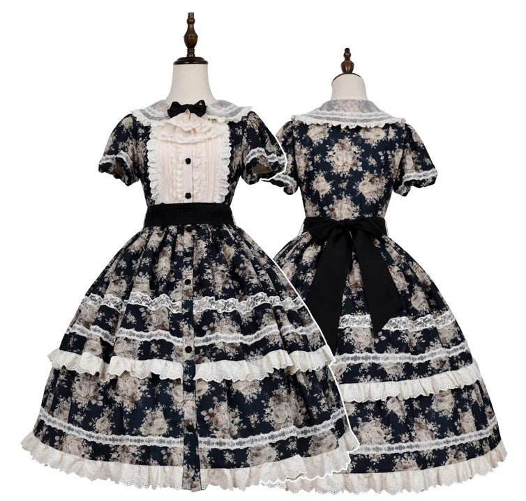 【受注予約~2/15】Black Rose ワンピース(タイプ1)【LittlePlum】