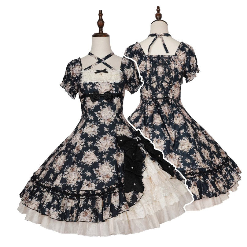 【受注予約~2/15】Black Rose ワンピース(タイプ2)【LittlePlum】