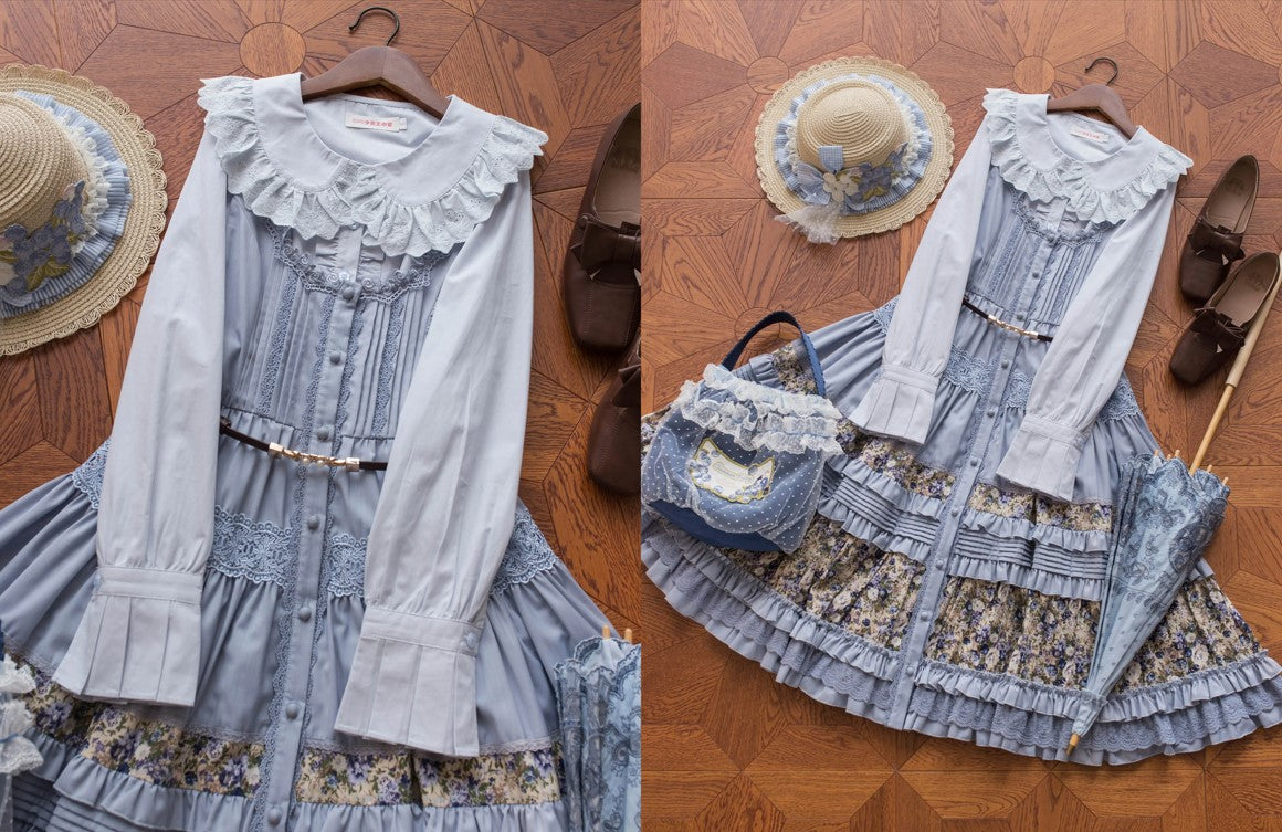 綿レース長袖ブラウス【MIST】