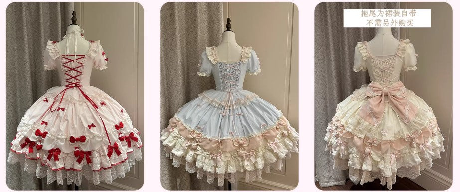 【受注予約~3/18】Strawberry Ribbon ワンピース・フルセット【Dream Lolita】