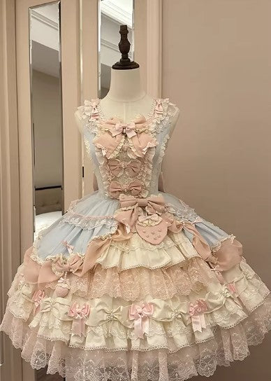 【受注予約~3/18】Strawberry Ribbon ジャンパースカート・フルセット【Dream Lolita】