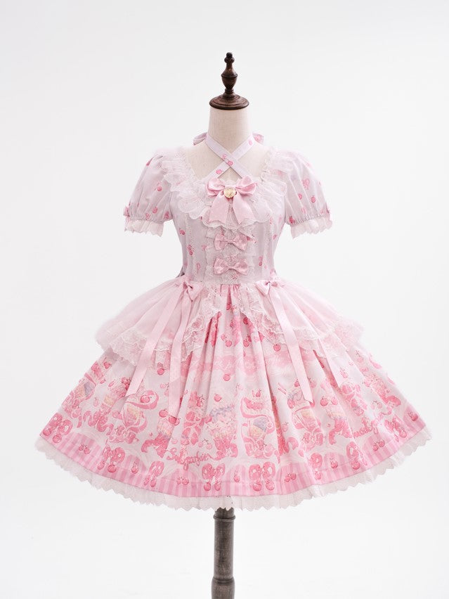 【受注予約~3/25】Cherry Parfait ワンピース・ジャンパースカート【芝士咩咩】