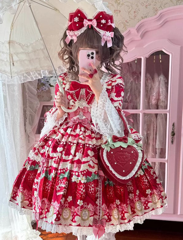 【受注予約~4/9】Sweet  Strawberry Garden バッグ【Sheep Puff】