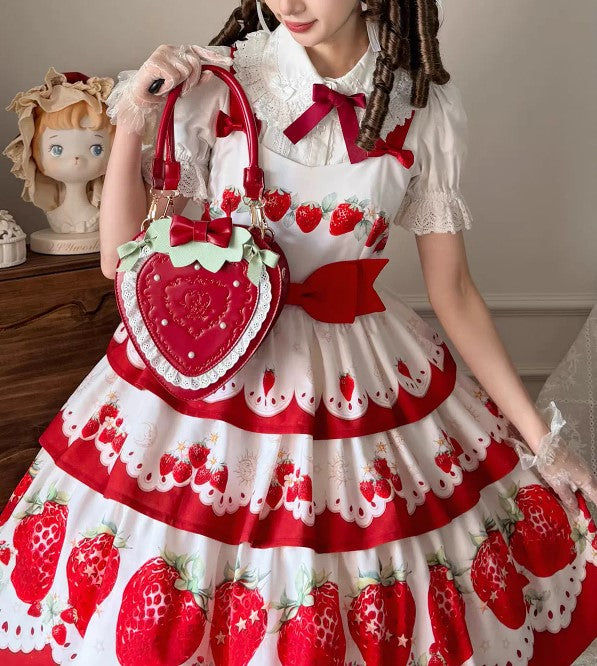 【受注予約~4/9】Sweet  Strawberry Garden バッグ【Sheep Puff】