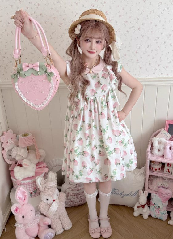 【受注予約~4/9】Sweet  Strawberry Garden バッグ【Sheep Puff】