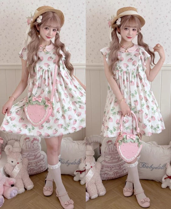 【受注予約~4/9】Sweet  Strawberry Garden バッグ【Sheep Puff】