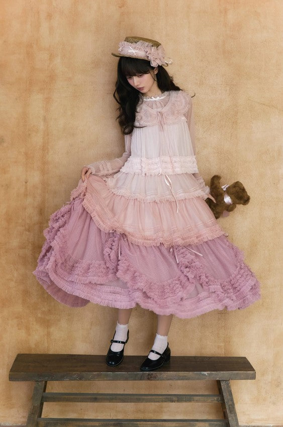 Gepunktetes Tüll-Stufenkleid (110 cm) [Nan'i Western Clothing]