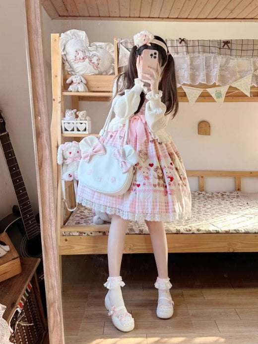 【受注予約~4/8】リボンくまちゃん ストラップシューズ【Sheep Puff】
