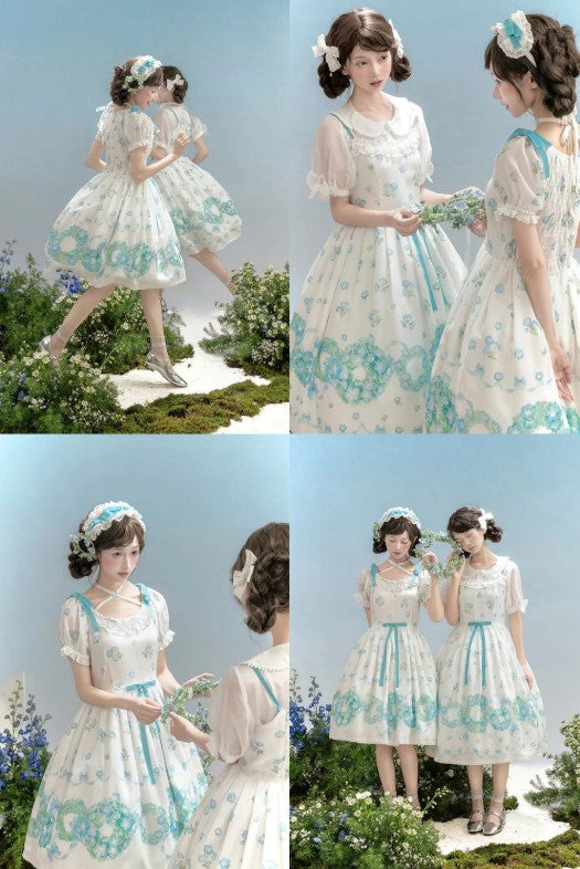 【受注予約~6/14】ネモフィラの花かんむり ワンピース・ジャンパースカート【Whital Allery】