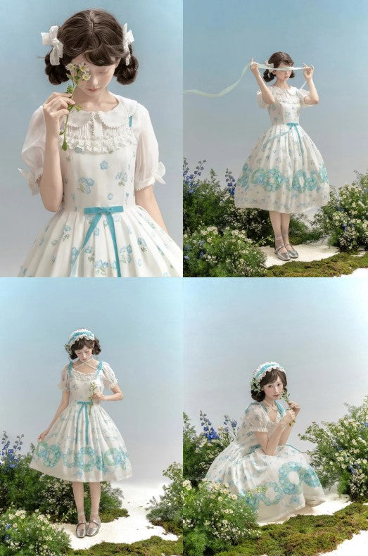 【受注予約~6/14】ネモフィラの花かんむり ワンピース・ジャンパースカート【Whital Allery】