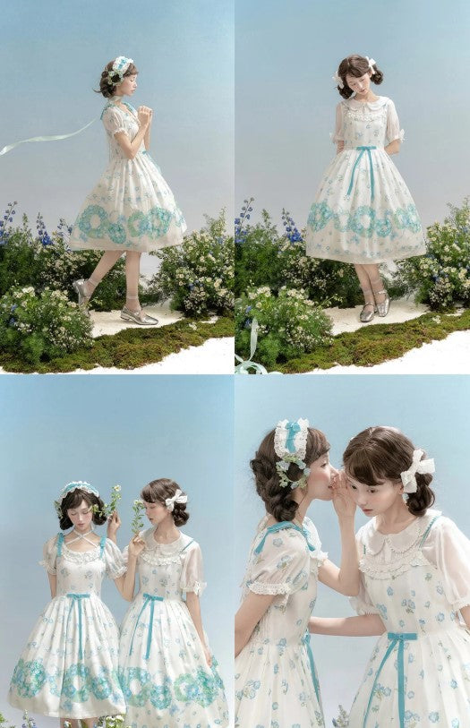 【受注予約~6/14】ネモフィラの花かんむり ワンピース・ジャンパースカート【Whital Allery】