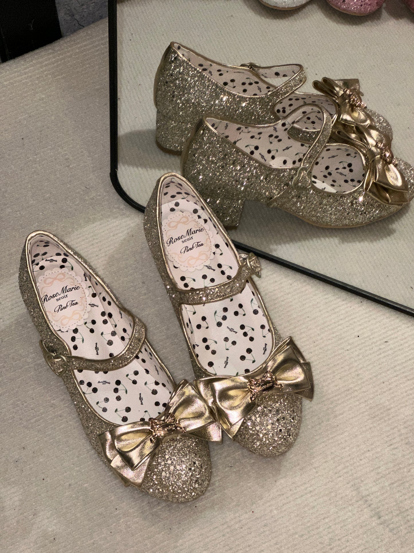 【受注予約~7/5】Ribbon Gritter Shoes【Rose Marie seoir×Pure Tea】