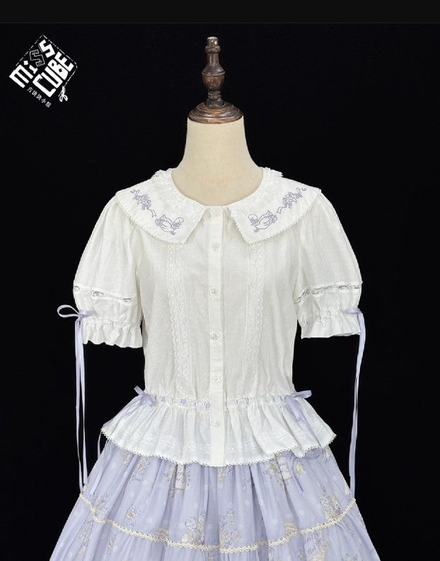 【受注予約~7/23】Little White Goose with Flowers ブラウス・スカート【Miss Cube】