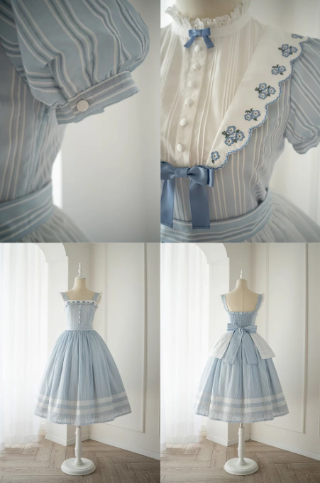【受注予約~8/6】Striped Nemophila ワンピース・ジャンパースカート【Whital Alley】