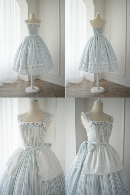 【受注予約~8/6】Striped Nemophila ワンピース・ジャンパースカート【Whital Alley】