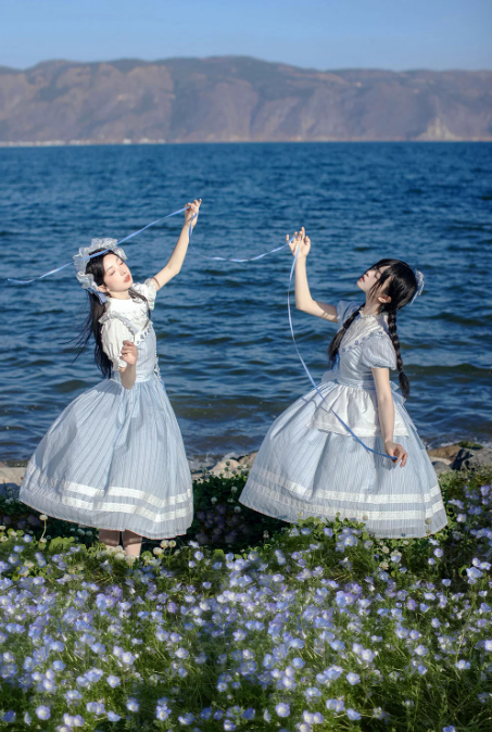 【受注予約~8/6】Striped Nemophila ワンピース・ジャンパースカート【Whital Alley】