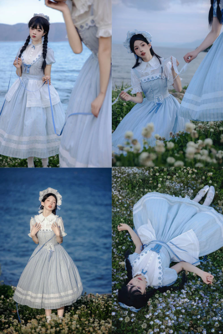 【受注予約~8/6】Striped Nemophila ワンピース・ジャンパースカート【Whital Alley】