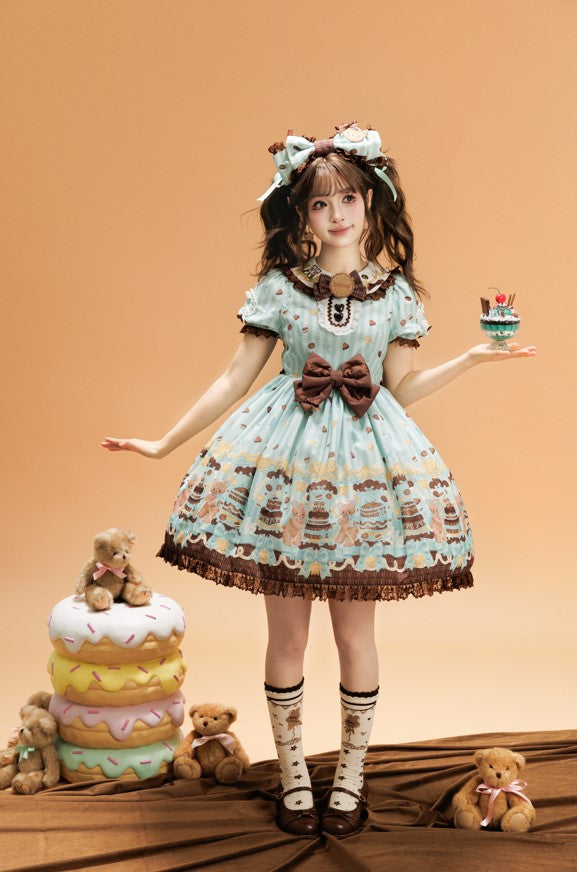 Cake & Teddy Bear ワンピース・ジャンパースカート【MY Cat-Twinkling