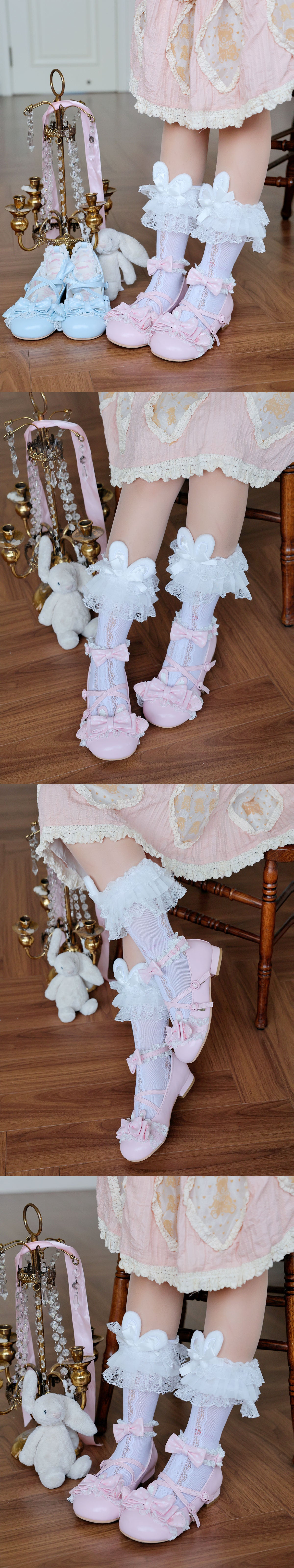 【受注予約~9/13】Lacy Rabbit ストラップパンプス【Sheep Puff】