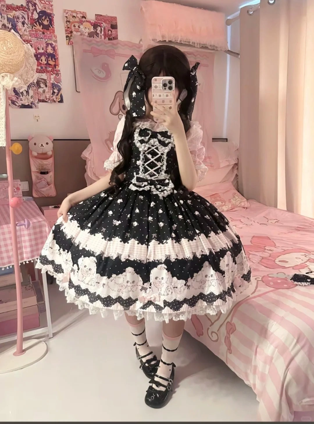 【受注予約~11/18】Polka Dot Puppy ジャンパースカート【兔果芋園】