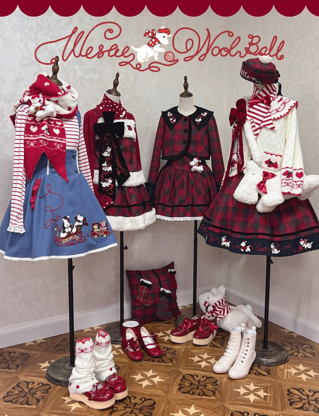 【受注予約~10/30】Puppy and WoolBall サスペンダースカート【iris de nuit】