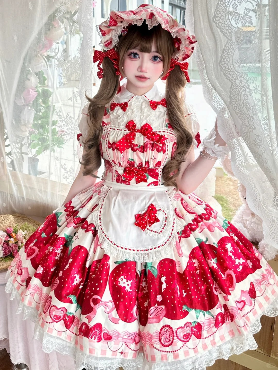 Erdbeercremefarbener Pulloverrock [Dream Lolita]