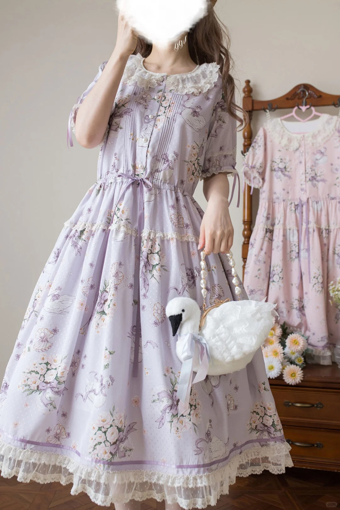 【受注予約~4/27】Camellia Swan ワンピース【Maple Sugar】