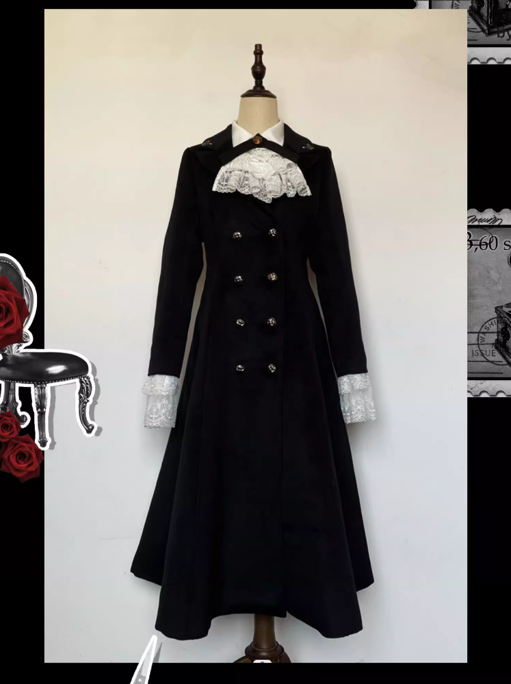 Dawn of Decline ダブルボタンロングコート【夜鶯少女】 – Epetice