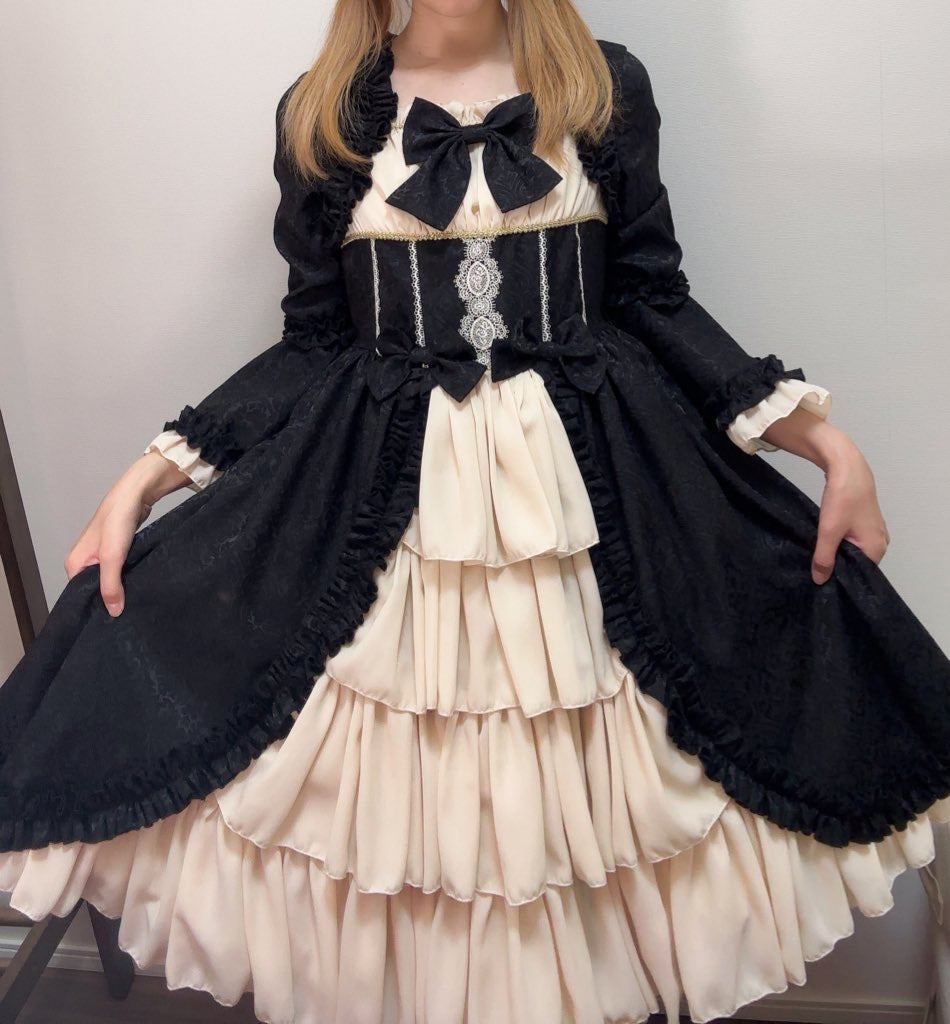 【受注予約~8/31】Victorian Doll ワンピース(ブラック×ホワイト)【Henrietta】