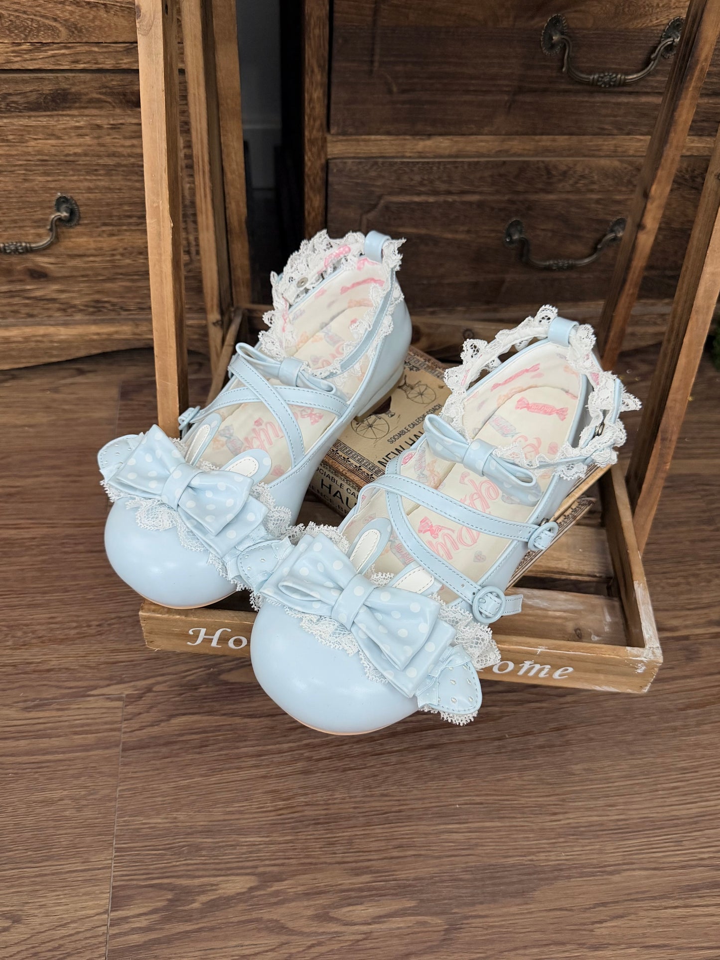【受注予約~9/13】Lacy Rabbit ストラップパンプス【Sheep Puff】