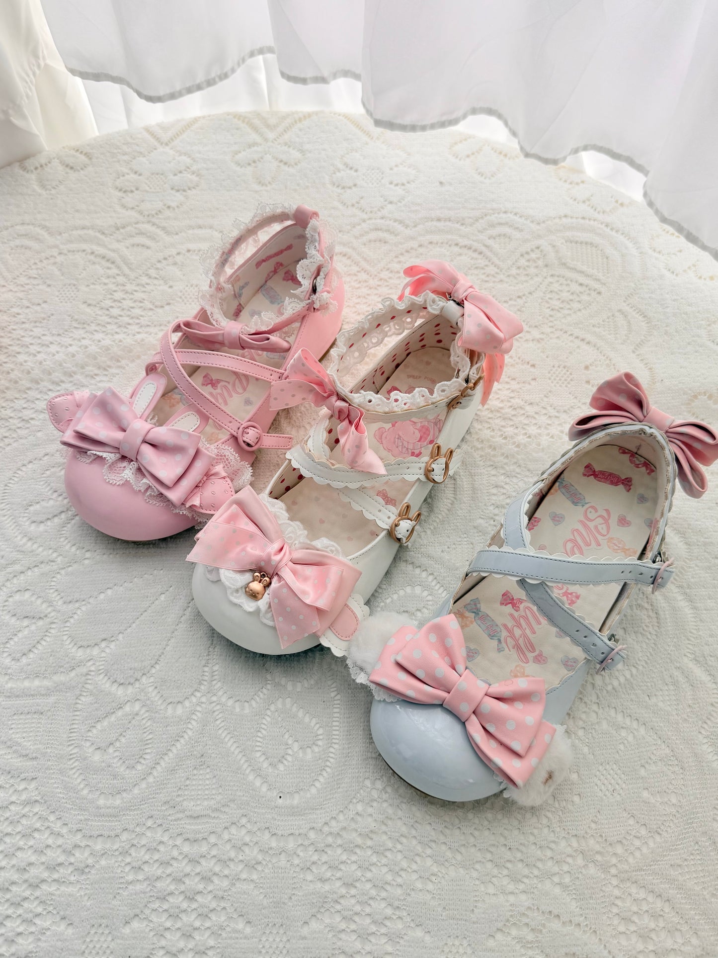 【受注予約~9/13】Lacy Rabbit ストラップパンプス【Sheep Puff】