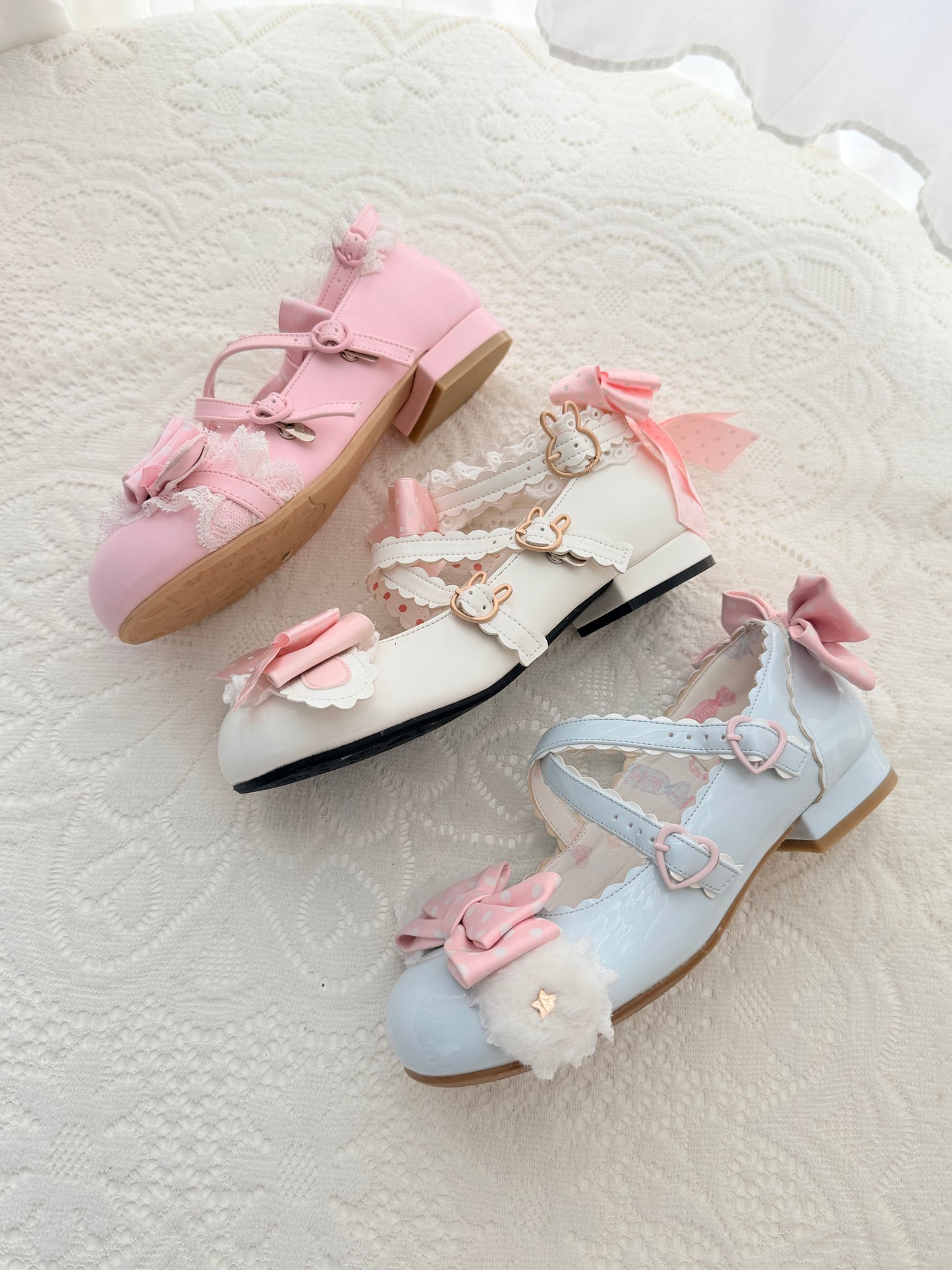 【受注予約~9/13】Lacy Rabbit ストラップパンプス【Sheep Puff】