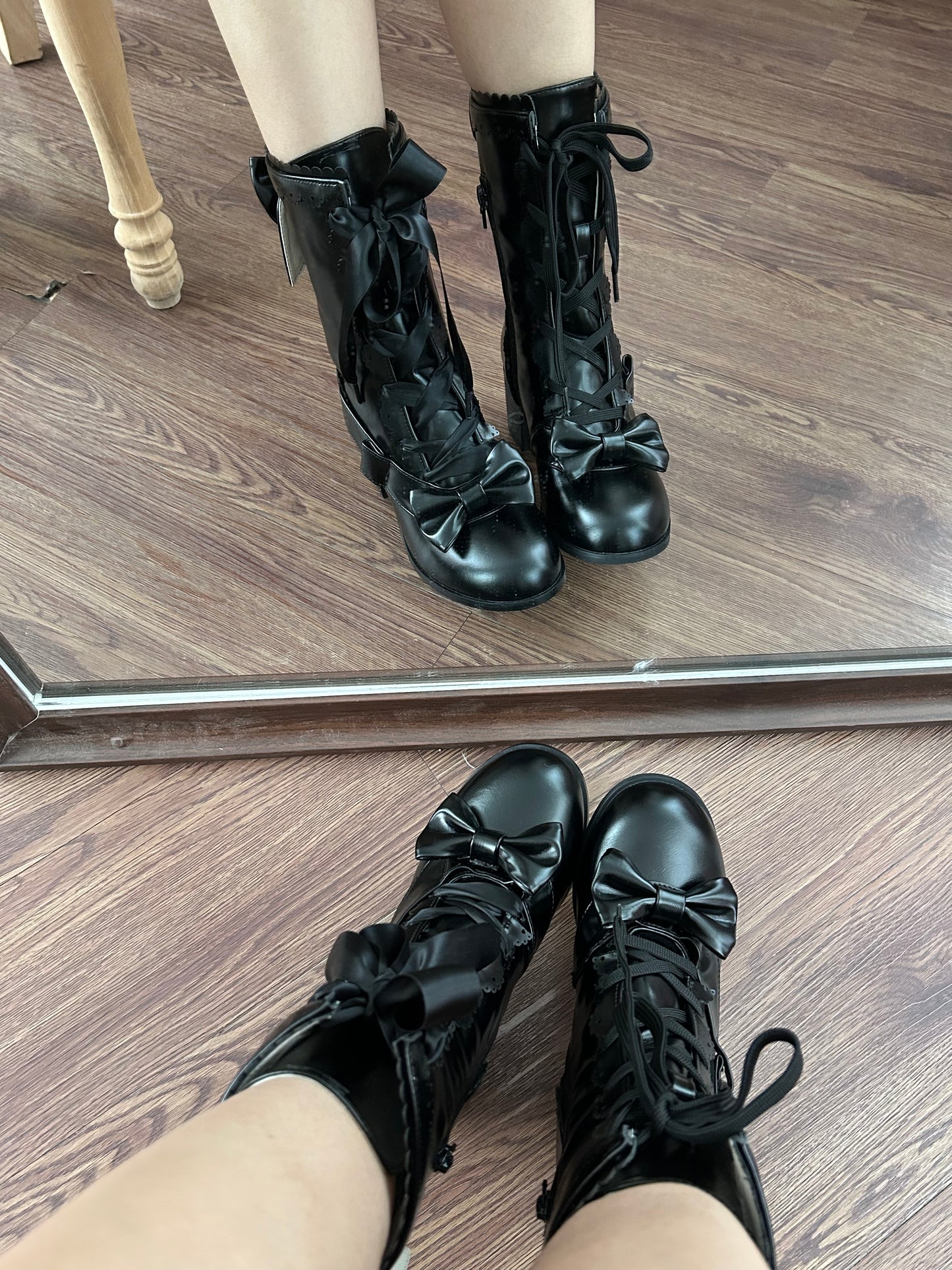 【受注予約~9/21】リボンスカラップショートブーツ【Sheep Puff】